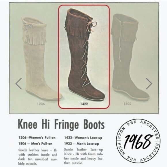 Minnetonka Brown Lace Front Knee High Suede Fringe Moccasins Festival Boots Sz 7 - Picture 11 of 11